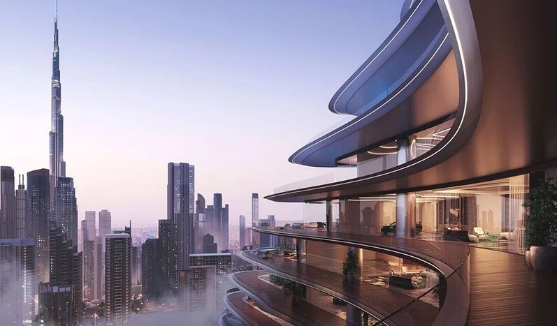 a balcony view on burj khalifa