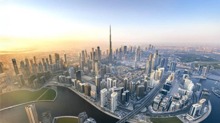 Downtown Dubai chopper view