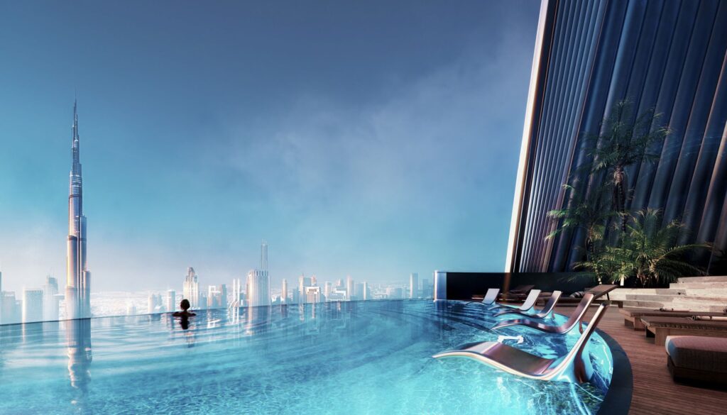 pool with a view on burj khalifa