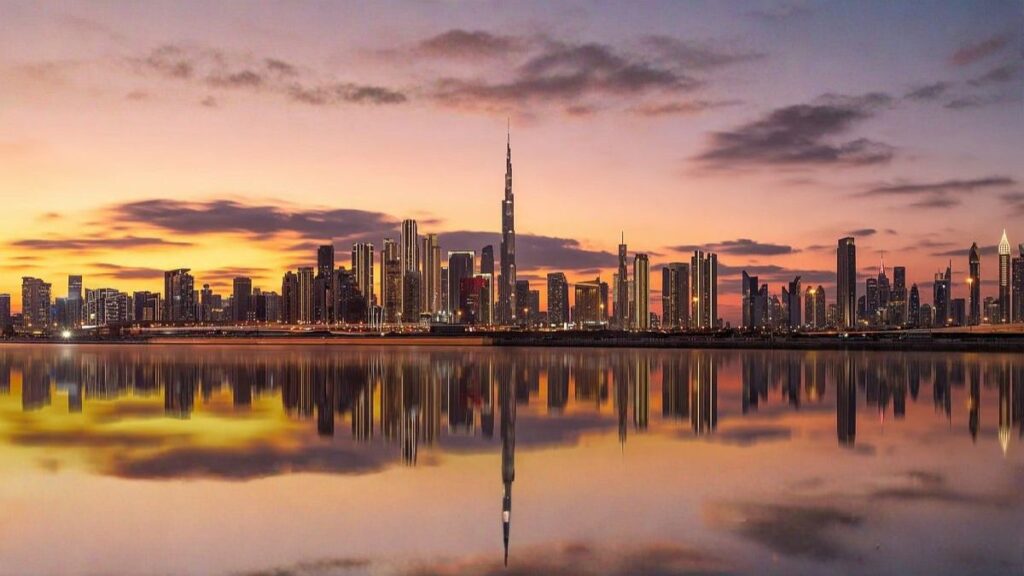 dubai skyline sunset